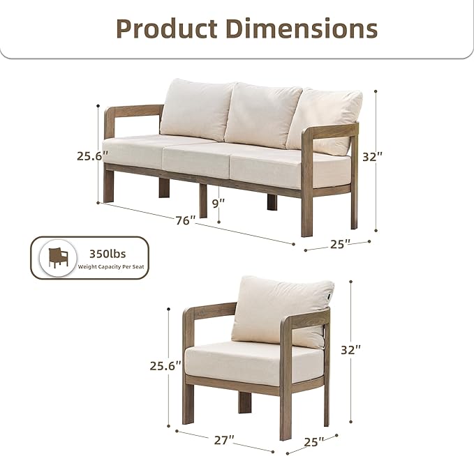 Outdoor Patio Furniture Set, Metal Patio Conversation Set - Image 2