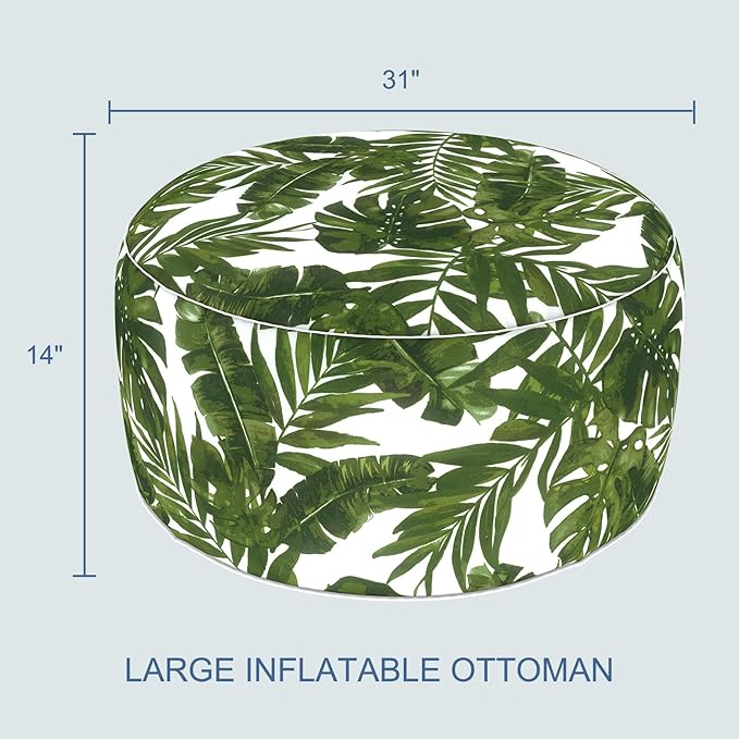 LVTXIII Indoor/Outdoor Extra Large Inflatable Ottoman Pouf D31 x H14 Inch - Image 3