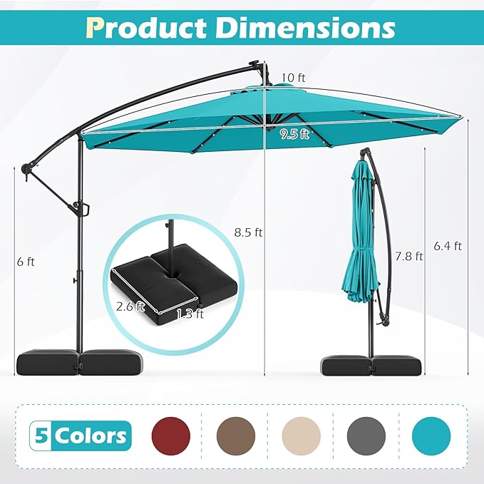 Tangkula 10ft Solar LED Patio Umbrella - Image 4