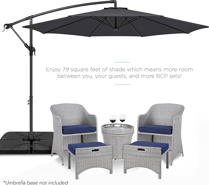 Best Choice Products 10ft Offset Hanging Market Patio Umbrella w/Easy Tilt - Image 2