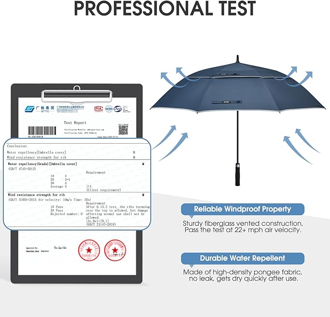 G4Free 47/54/62/68/72 Inch Automatic Open Golf Umbrella Oversize Extra Large - Image 2