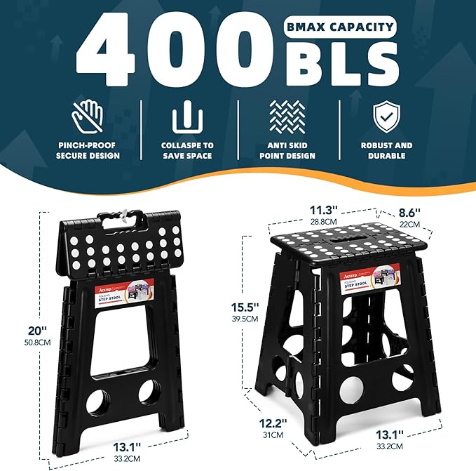 ACSTEP Folding Step Stool 16 Inch Heavy Duty Step Stool Foldable - Image 6