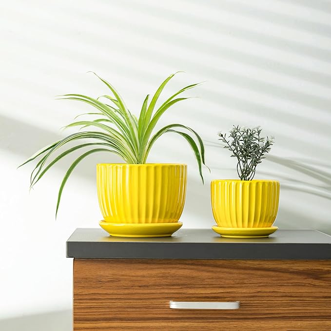Ton Sin Ceramic Flower Pots, 4.1+5.1+6.5 inch Ceramic Plant Pots - Image 6