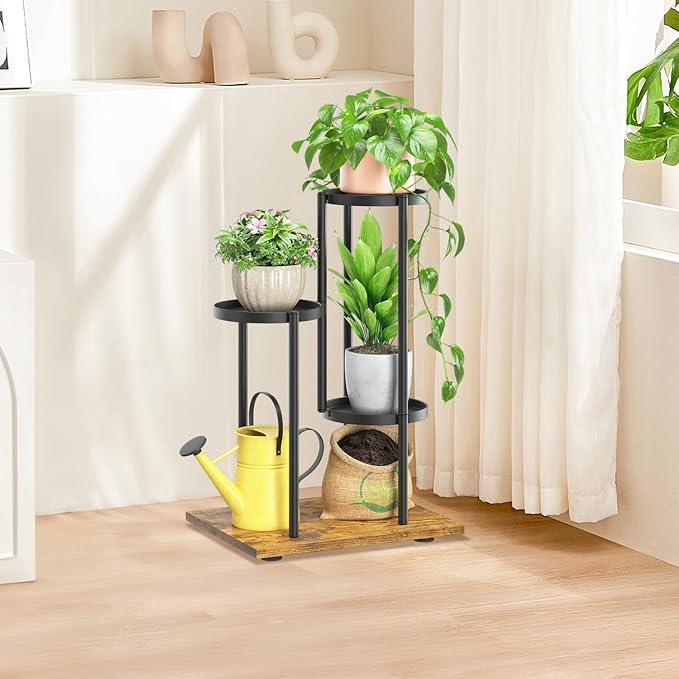LASZOLA Black 3 Tier Plant Stand Indoor Heavy Duty Metal Planter Flower Holder - Image 9