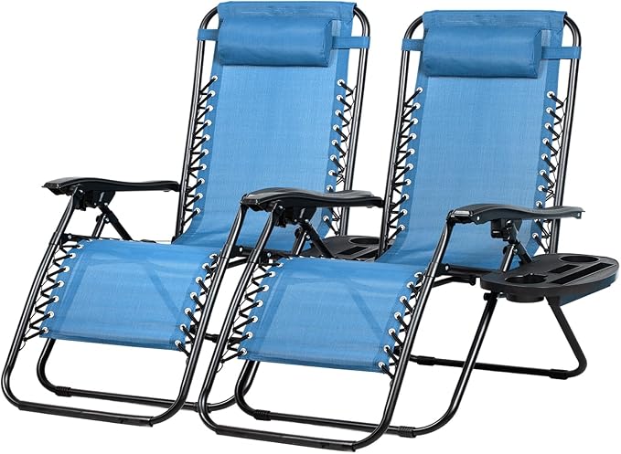 Nazhura Set of 2 Relaxing Recliners Patio Chairs Adjustable Steel Mesh Zero by NazhuraGoodCompanionAtHome