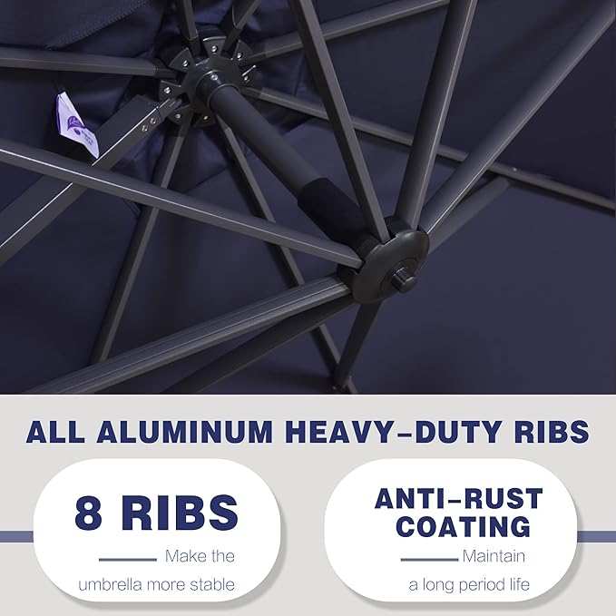 PURPLE LEAF 9' X 11.5' Cantilever Outdoor Rectangle Umbrella Patio Umbrella - Image 6