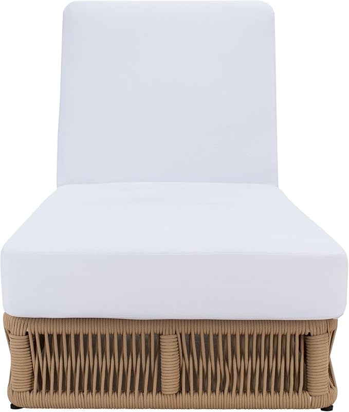 SAFAVIEH Outdoor Collection Gillian Tan Rope/White Cushion Chaise Lounge Chair by SAFAVIEH