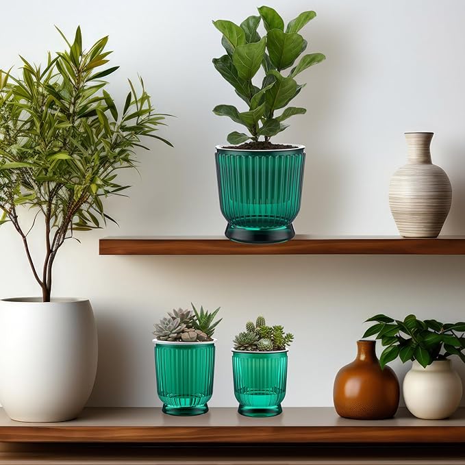 Set of 6 Self Watering Plant Pot 3 Sizes Plastic Double Layer Self Watering - Image 6