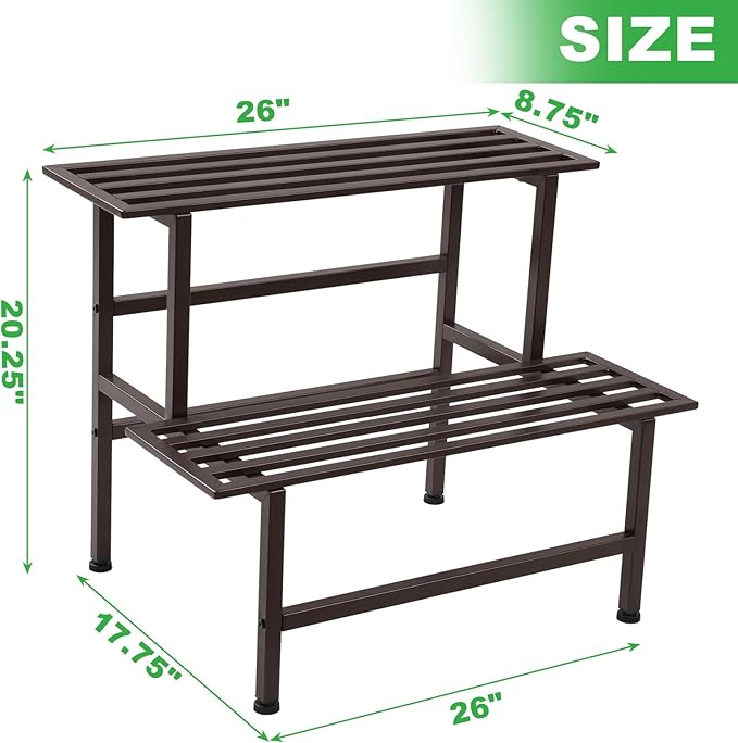 Metal Plant Stand Outdoor Plant Shelf Indoor, 2 Tier Heavy Duty Ladder Plant - Image 6