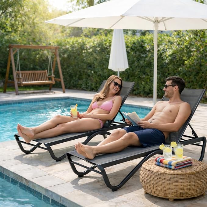 Kozyard Outdoor Chaise Lounge Chair, Full Aluminum Frame, Adjustable Reclining - Image 7