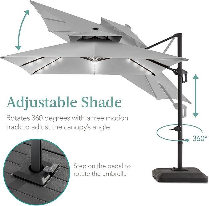Best Choice Products 10x10ft Cantilever Patio Umbrella w/Base Included - Image 4
