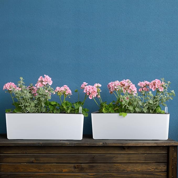 Skelang 2-Pack Self Watering Planter, Rectangle Flower Pot - Image 7