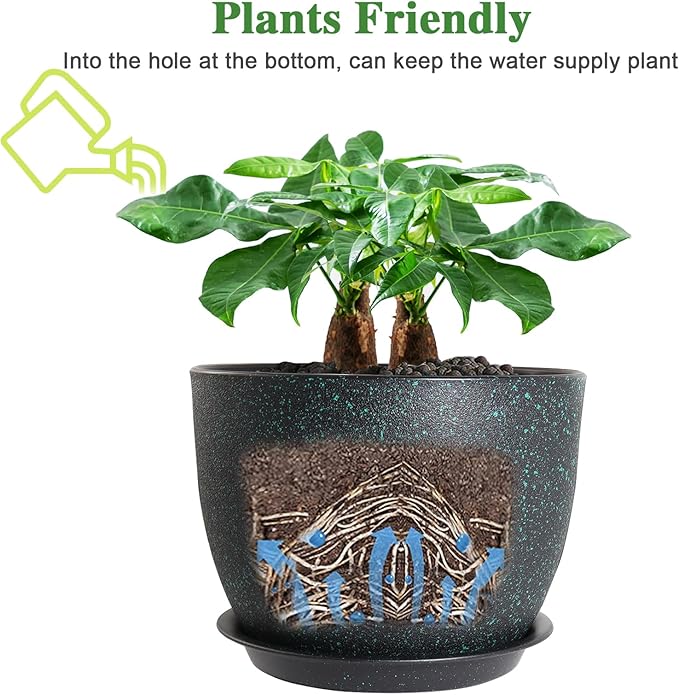 12inch Large Plant Pot, Modern Plastic Planter - Image 4