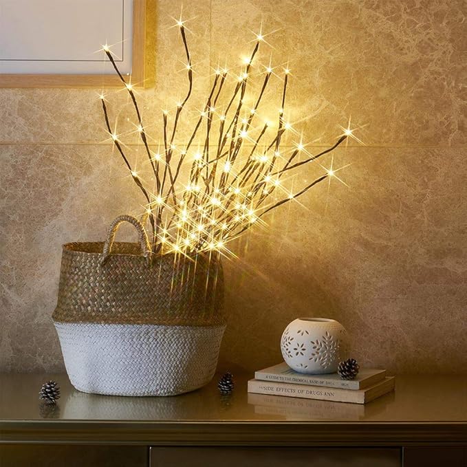 Vanthylit 3PK 30" Brown Lighted Twig Branches Pathway Light 60 LED Warm White - Image 8