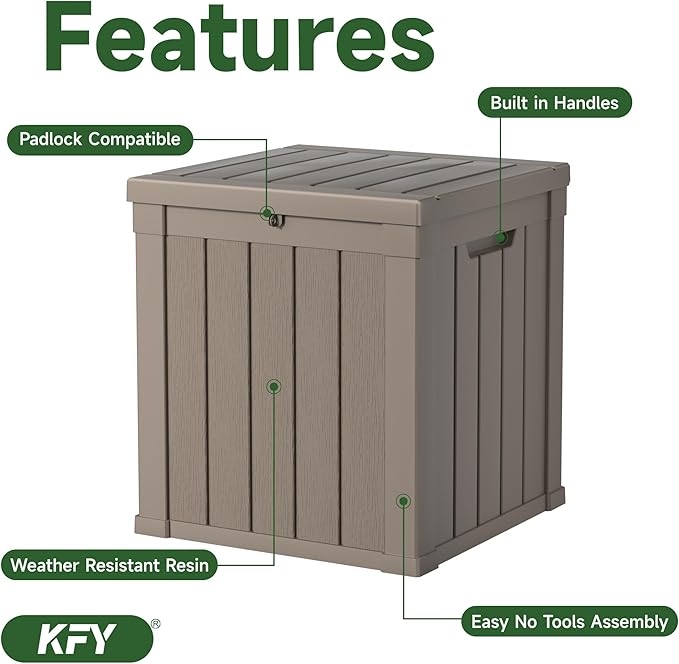 50 gallon deck box, All-weather resin material outdoorstorage box easy to - Image 3