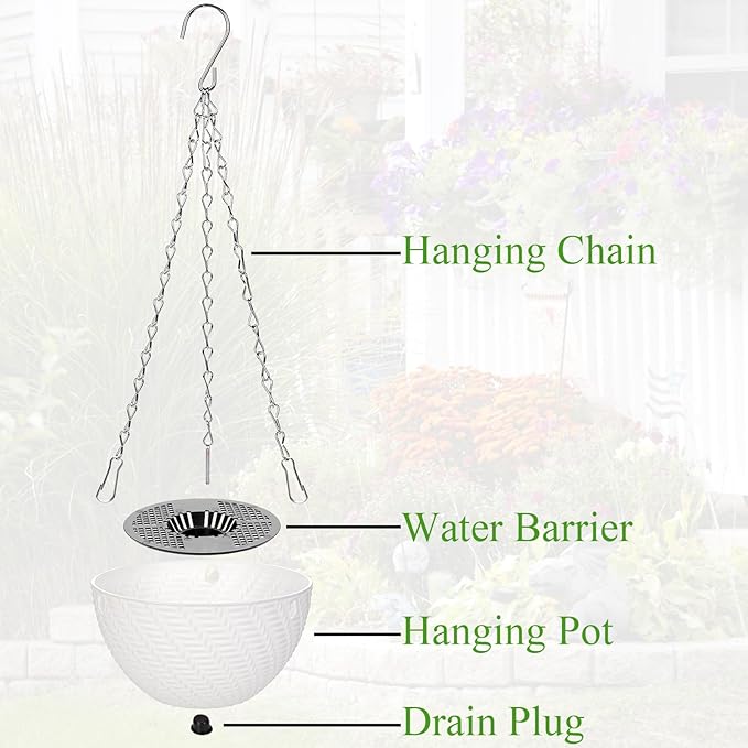 Foraineam 10 Pieces 6 Inch Hanging Planters, Garden Self-Watering Flower Plant - Image 4