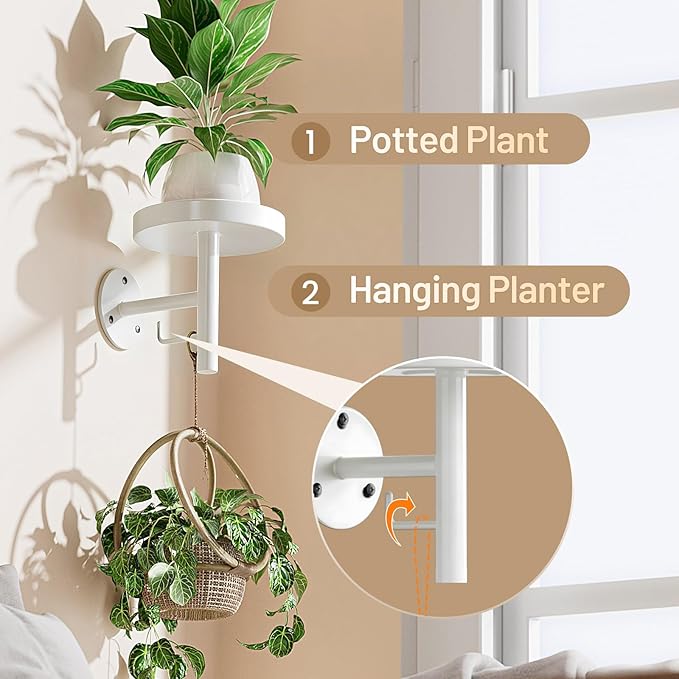 YUOROS 3 Pack Wall Planters for Indoor Plants Hanging Shelf Wall Mounted Plant - Image 6