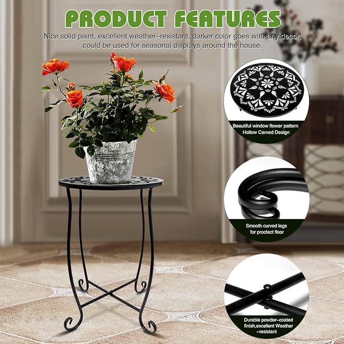 Fashion&cool Outdoor Side Tables, 2 Pack Patio Side Table, Weather Resistant - Image 4