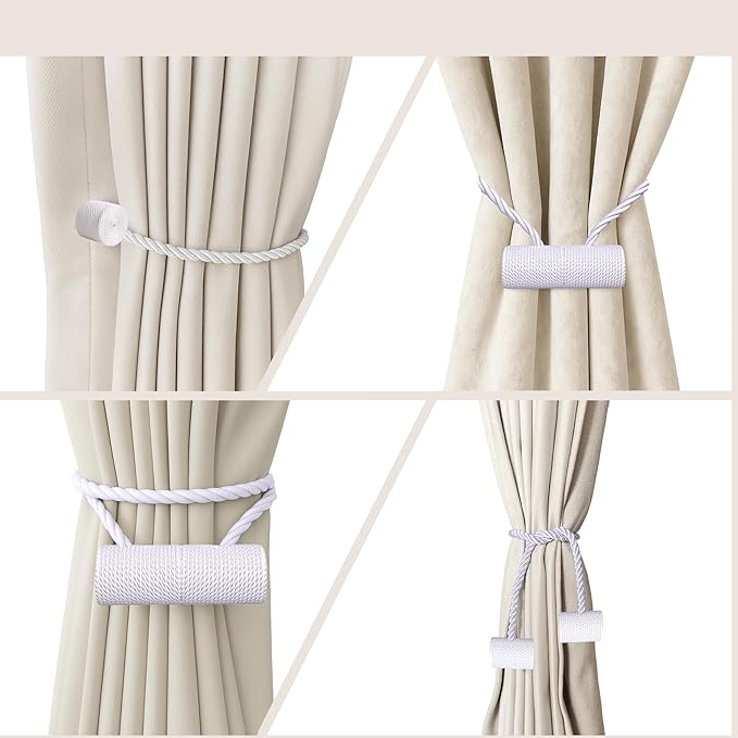 Hion Magnetic Curtain Tiebacks White 2pcs, Curtain Tiebacks Buckles Holdbacks - Image 7