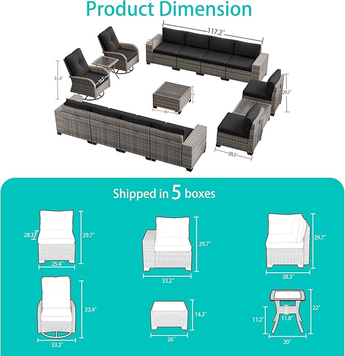 15-Piece Outdoor Patio Furniture Set - Image 4