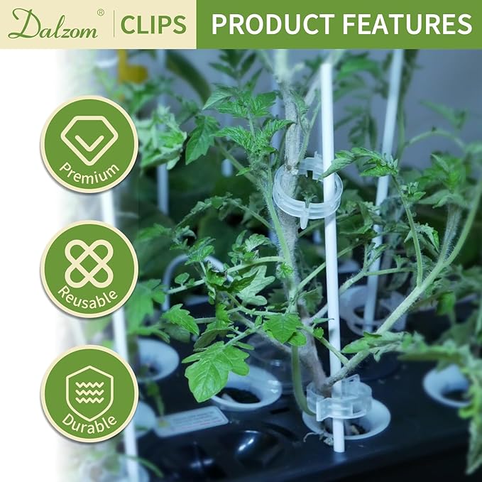 Dalzom® 300Pcs Tomato Clips, Plastic Trellis Clips Plant Support Clips - Image 5