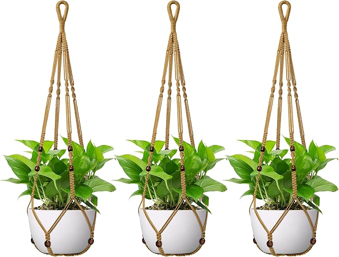 USLAI Macrame Plant Hanger Indoor Outdoor, Fits 4 to 15 Inch Pots, Strong by USLAI