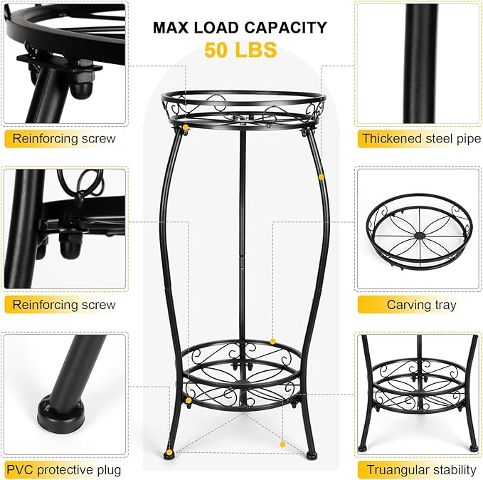 2 Tier Rustproof Iron Plant Stand - Image 2