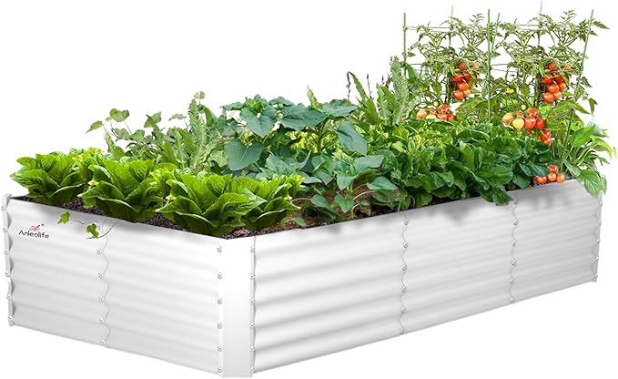 A ANLEOLIFE 8X4X1.5 ft Galvanized Raised Garden Bed, Rectangle Above Ground by AAnleolife