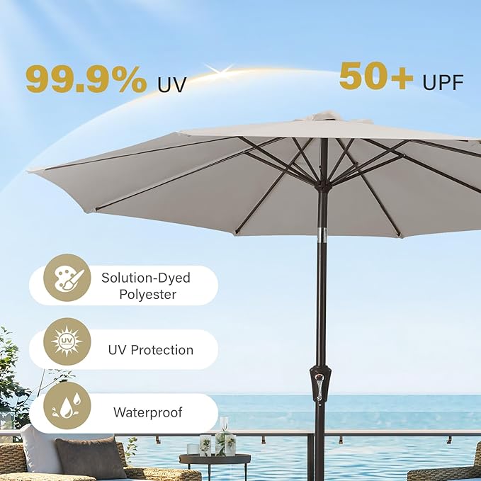 MEWAY 9ft Patio Umbrella Outdoor Table Umbrellas - Image 5