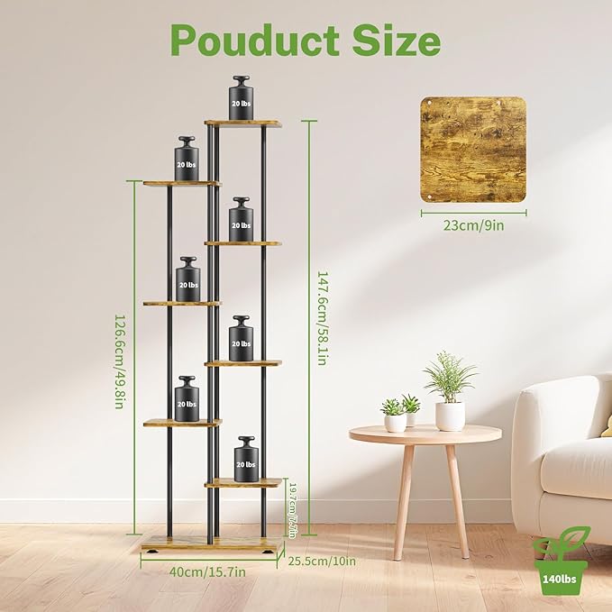 iDavosic.ly 7 Tier Tall Plant Stand Indoor, Tiered Corner Metal Wood Multiple - Image 6