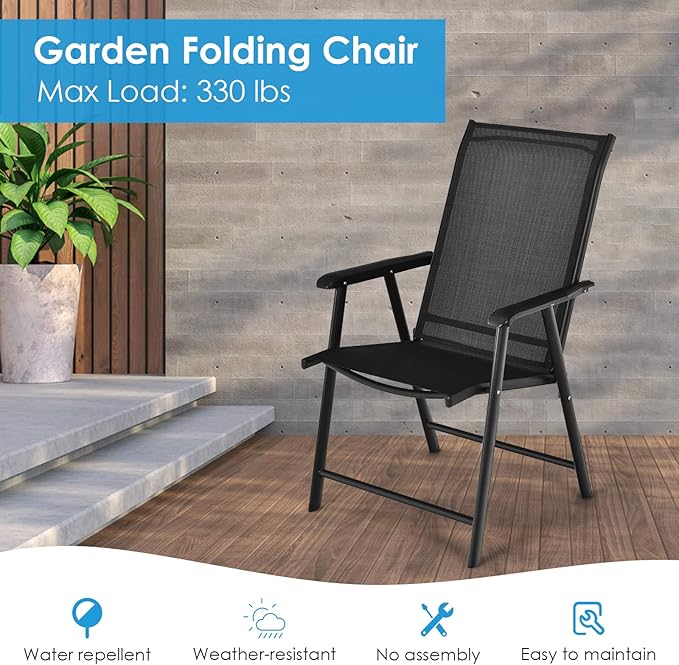 Giantex Set of 2 Patio Folding Chairs, Portable Outdoor Dining Chairs - Image 8
