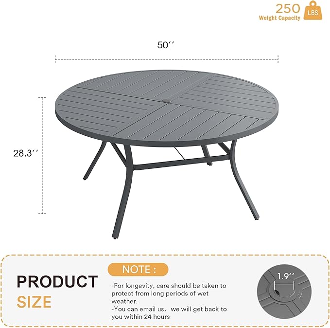 VICLLAX Round Patio Table with Adjustable Umbrella Hole - Image 3