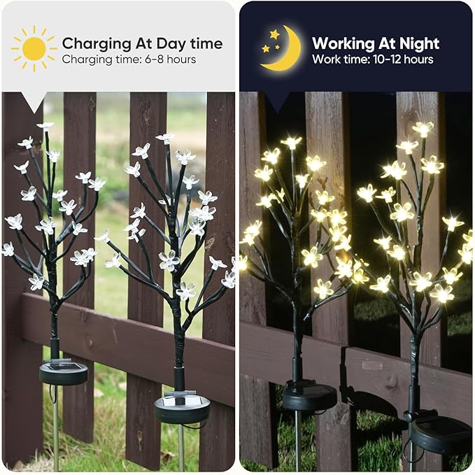 Solar Garden Lights Waterproof, Sola Lights Outdoor Decorative 4Pack, 80Led - Image 3