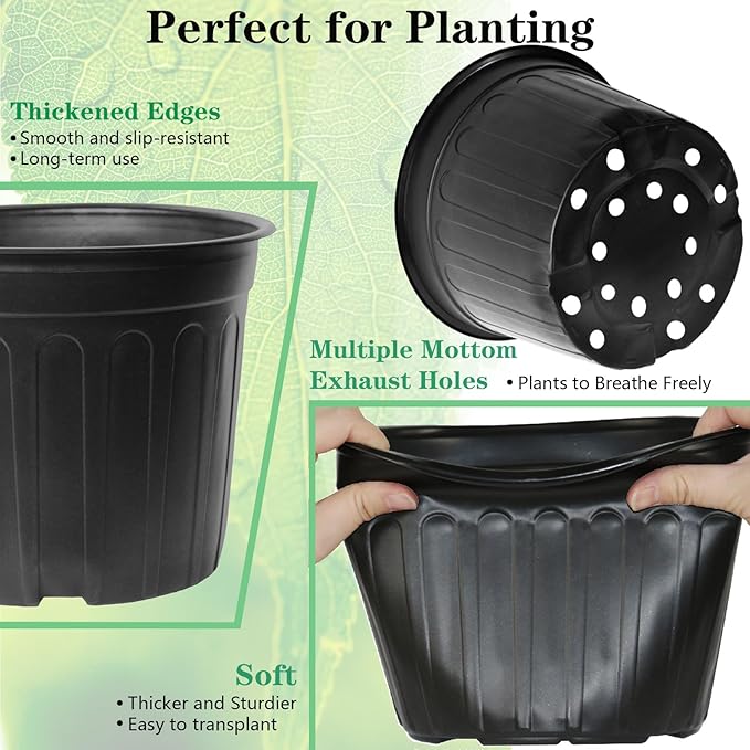 72-Pack 2/2.5/3 Gallon Flexible Plastic Plant Pots, Thickened Soft Seed - Image 3
