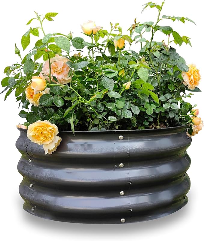 GARDMAX 2x2x1FT Galvanized Round Raised Garden Bed Kit, Metal Planter Boxes by ChooseGardmaxforbetterlife