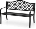 MFSTUDIO 50" Black Outdoor Metal Garden Bench, Cast Iron Frame Patio Furniture by MFSTUDIO