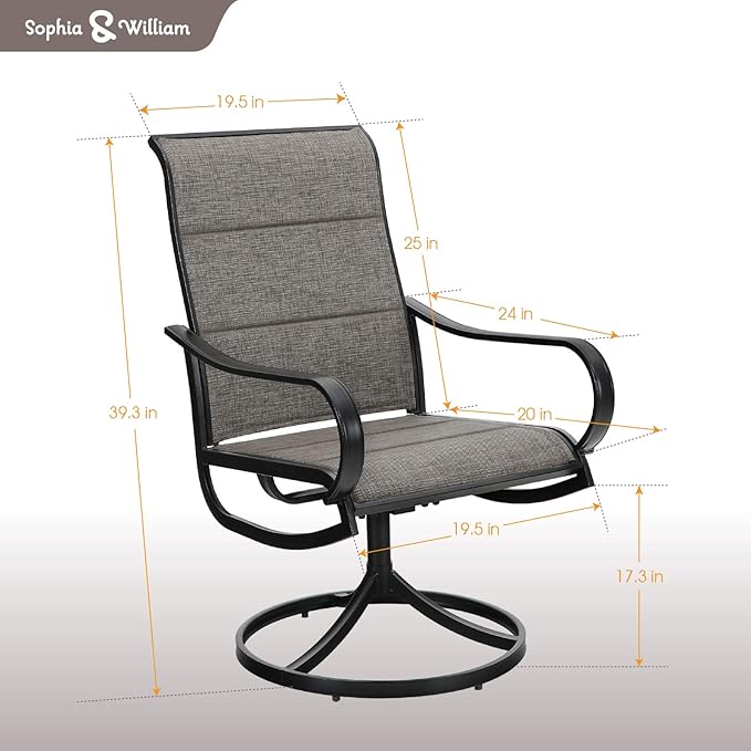 Sophia & William Patio Dining Set 5 Pieces, 4 x Patio Dining Chairs Textilene - Image 7