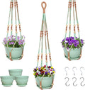 Macrame Plant Hanger with Pot, 3 Set Hanging Planters by Checrxy