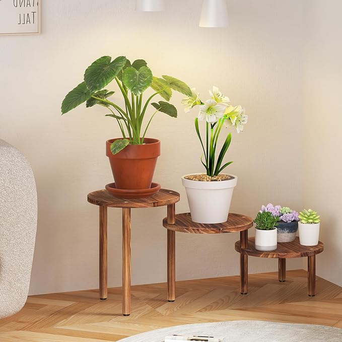 3 Tiers Plant Stand Indoor, Wood Plant Stands - Image 6
