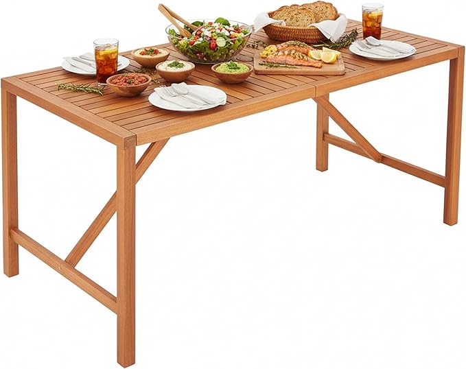 Tangkula 55" Acacia Wood Outdoor Dining Table by TANGKULA