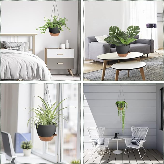 Hanging Planters for Indoor Outdoor Plants, 2 Pack Self Watering Hanging Pot - Image 6