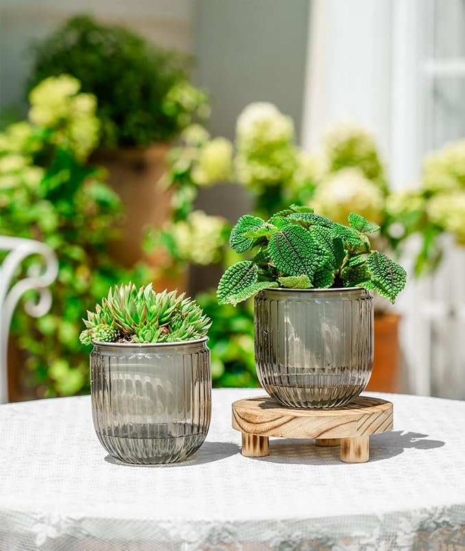 Melphoe Self Watering Pots for Indoor Plants Planter, 4.3 Inch 2 Pack Planters - Image 2