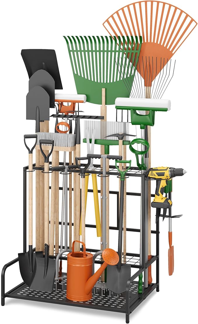 Garden Tool Organizer Rack Up to 39 Tools, Heavy-Duty Steel Yard Tool Organizer by Sttoraboks