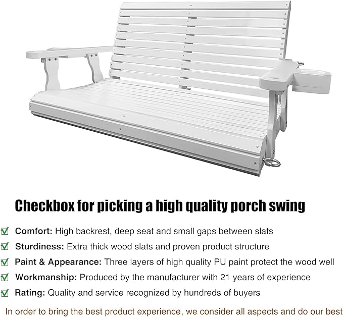 Wooden Porch Swing 2-Seater, Bench Swing - Image 2