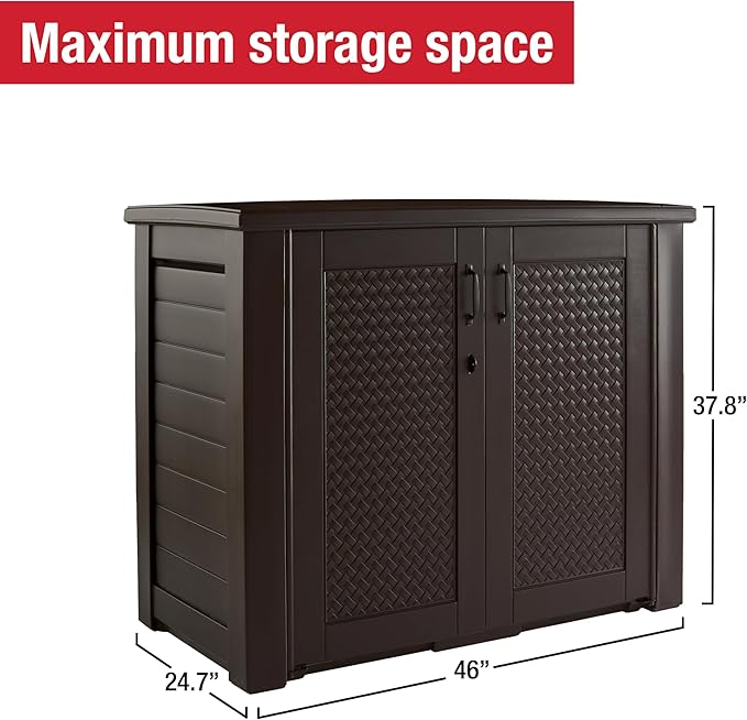Rubbermaid Decorative Outdoor Storage Cabinet Weather Resistant Dark Brown - Image 3