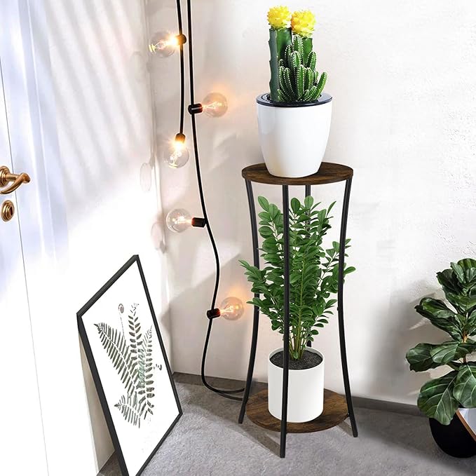 YINMIT Plant Stand Indoor, 2 Tier Round Potted Holder Rack, Flower Pot Stand - Image 8