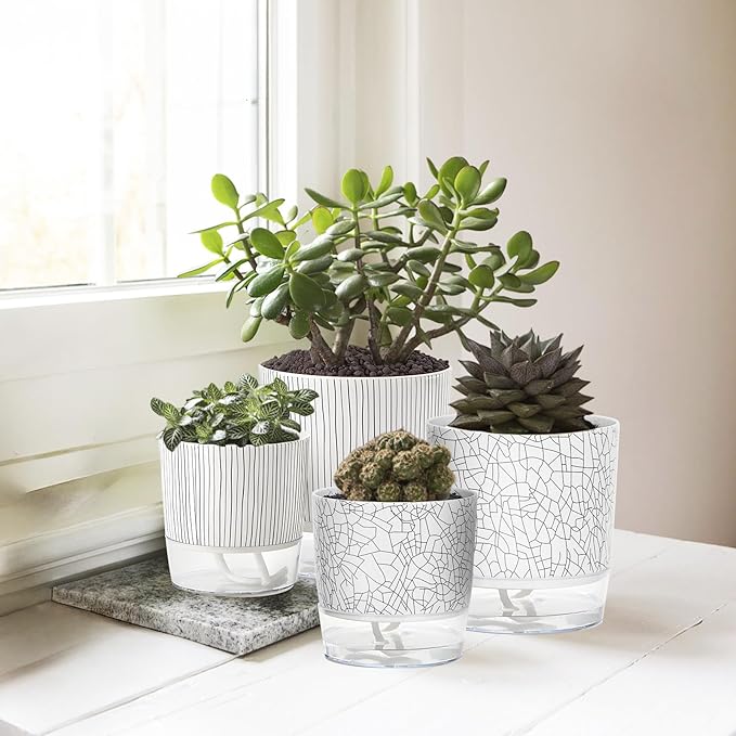 4 Pack Self Watering Pots for Indoor Plants, 4/5.5 Inch Lightweight Planters - Image 7