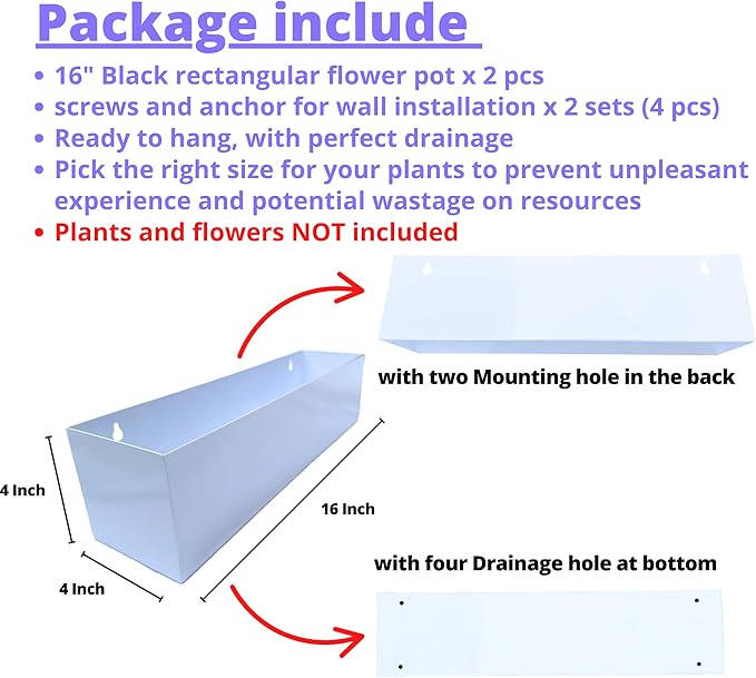 LaLaGreen Wall Planter Carbon Steel White Metal Hanging Flower Pot - Image 2