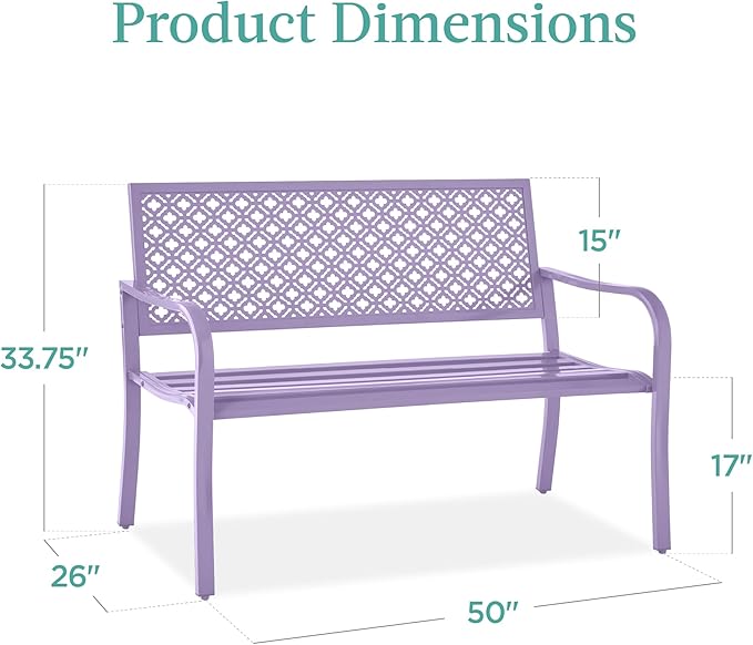 Best Choice Products Outdoor Bench 2-Person Metal Steel Benches Furniture - Image 2