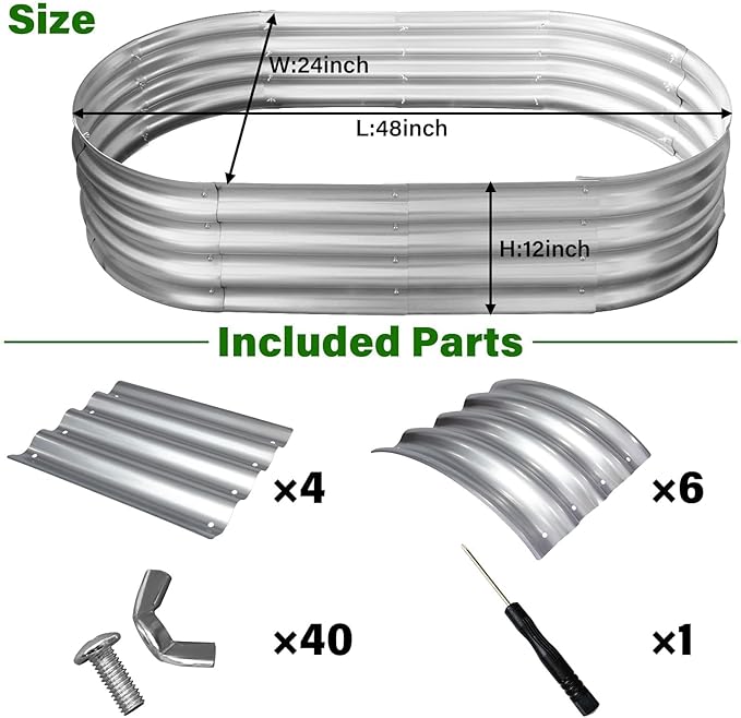 Galvanized Raised Garden Bed for Outdoor: 4X2X1ft Durable Metal Vegetable Plant - Image 6